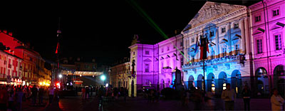 allestimento luci proiezioni spettacolo multimediale show festa della valle di aosta scenes laserzag