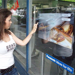 interactive touch foil per applicazioni vetrine shop punti informativi Projection Screens Ltd Scenes